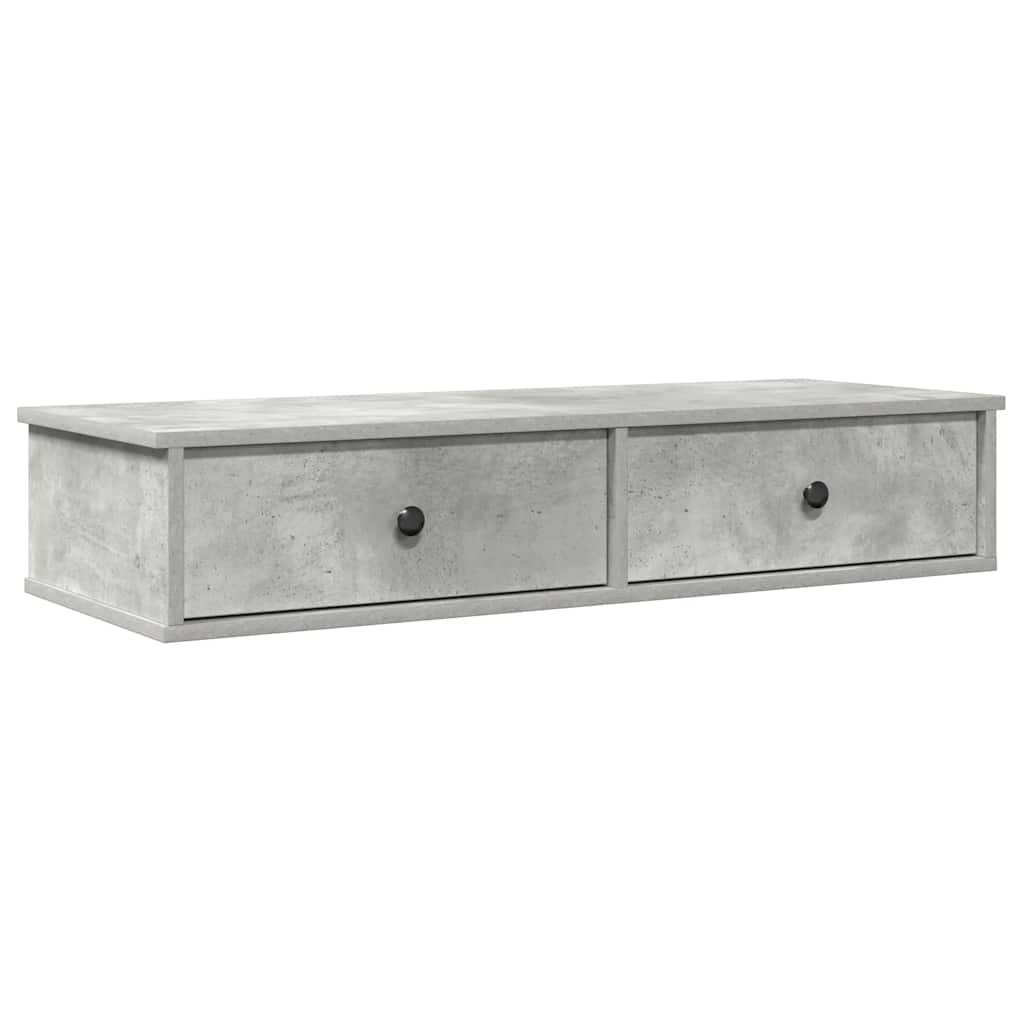vidaXL Nástěnná police se zásuvkami betonově šedá 100x37,5x19 cm