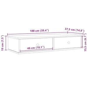 Nástěnná police se zásuvkami kouřový dub 100x37,5x19cm kompozit - obrázek 11