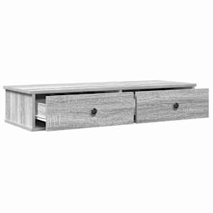 Nástěnná police se zásuvkami šedá sonoma 100x37,5x19cm kompozit - obrázek 7