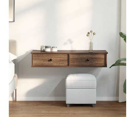 vidaXL Wall Shelf with Drawers Brown Oak 100x37.5x19 cm Engineered Wood