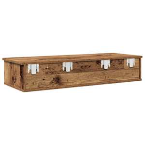 Nástěnná police se zásuvkami staré dřevo 100x37,5x19cm kompozit - obrázek 6