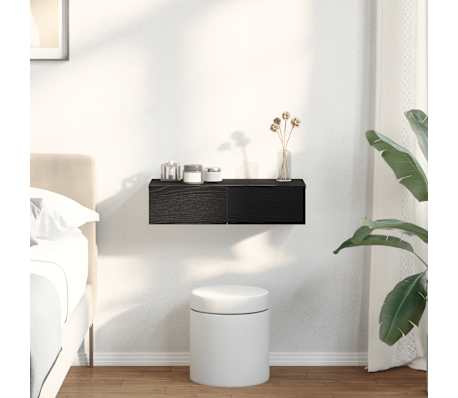 vidaXL N&aacute;stenn&aacute; polica so z&aacute;suvkami čierna kompozitn&eacute; drevo