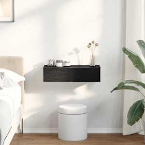 vidaXL N&aacute;stenn&aacute; polica so z&aacute;suvkami čierna kompozitn&eacute; drevo