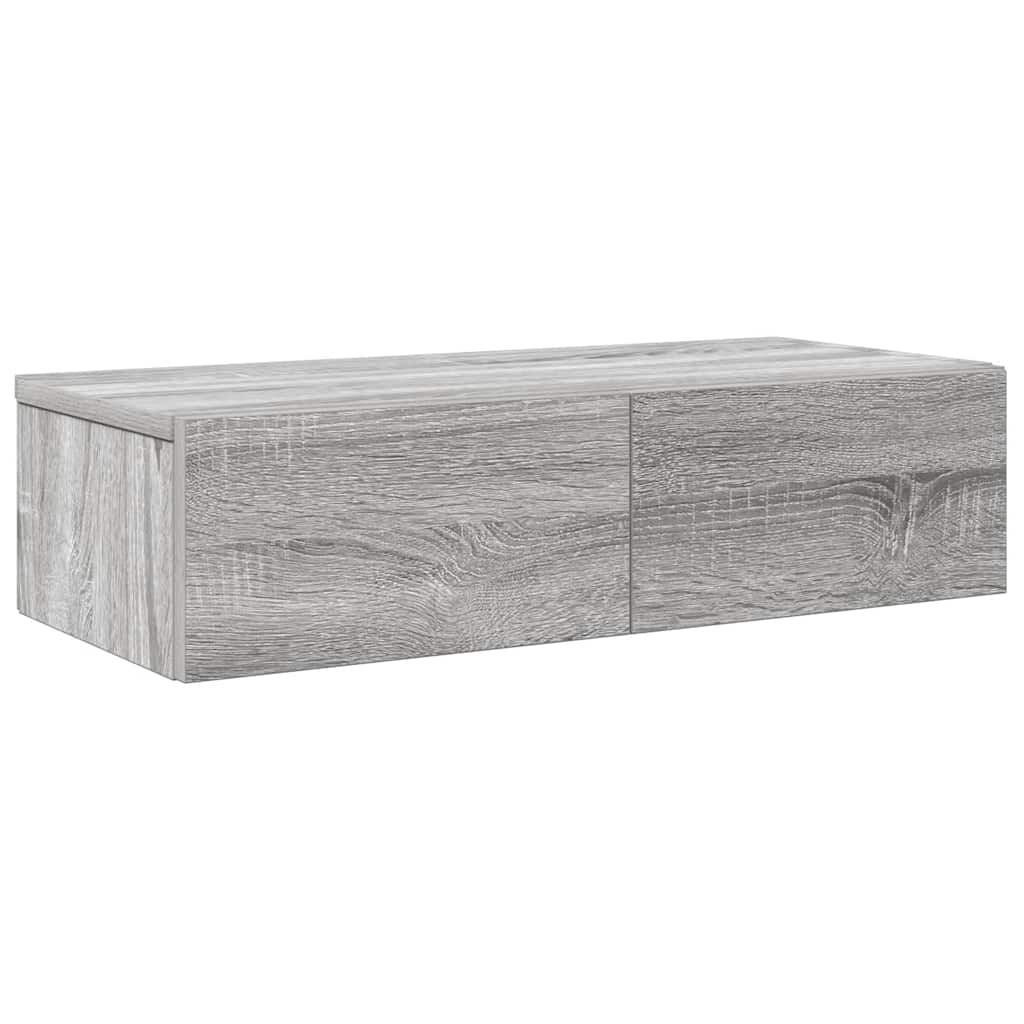 vidaXL Stenska polica s predali siva sonoma 60x26,5x15 cm inž. les