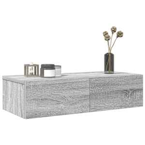 Nástěnná police se zásuvkami šedá sonoma 60x26,5x15 cm kompozit - obrázek 1