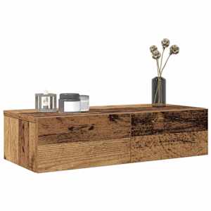 Nástěnná police se zásuvkami old wood 60x26,5x15 cm kompozit - obrázek 1