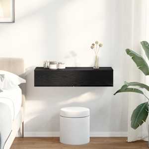 Stenska polica s predali črn 80x33x17 cm inženirski les