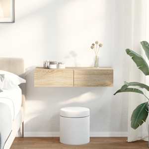 Stenska polica s predali sonoma hrast 80x33x17 cm inž. les