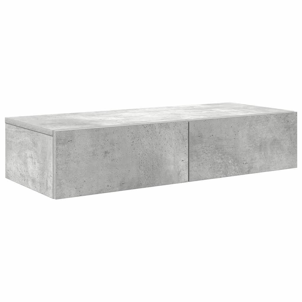 vidaXL Stenska polica s predali betonsko siv 80x33x17 cm inž. les