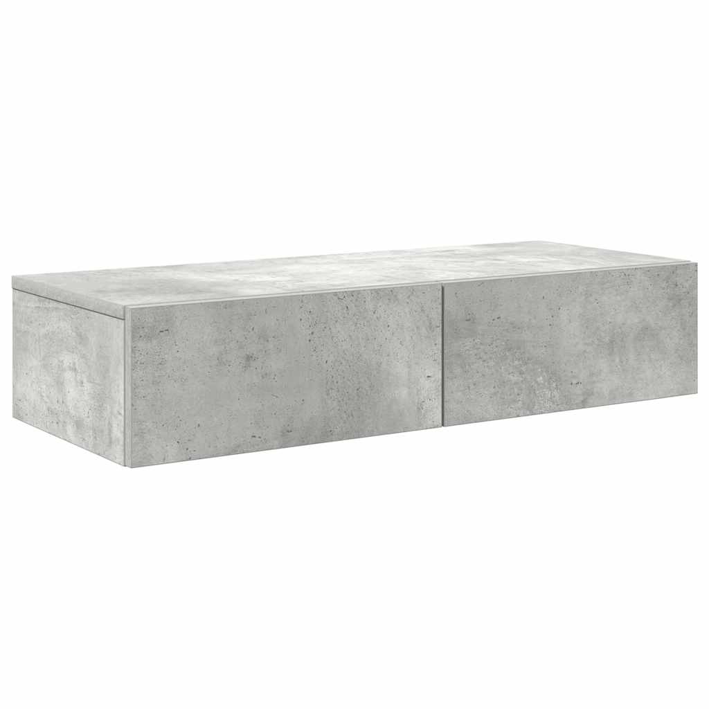 vidaXL Nástěnná police se zásuvkami betonově šedá 80x33x17 cm kompozit