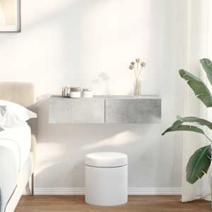 Stenska polica s predali betonsko siv 80x33x17 cm inž. les