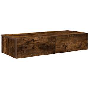Nástěnná police se zásuvkami kouřový dub 80x33x17 cm kompozit - obrázek 2