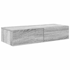 Nástěnná police se zásuvkami šedá sonoma 80x33x17 cm kompozit - obrázek 2