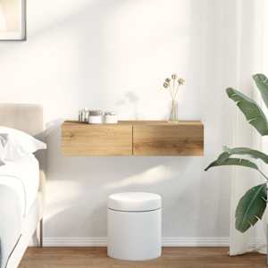 Stenska polica s predali artisan hrast 80x33x17 cm inž. les