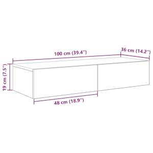 Nástěnná police se zásuvkami bílá 100x36x19 cm kompozitní dřevo - obrázek 11