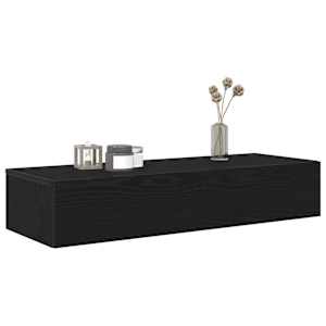 vidaXL Wall Shelf with Drawers Black 100x36x19 cm Engineered Wood