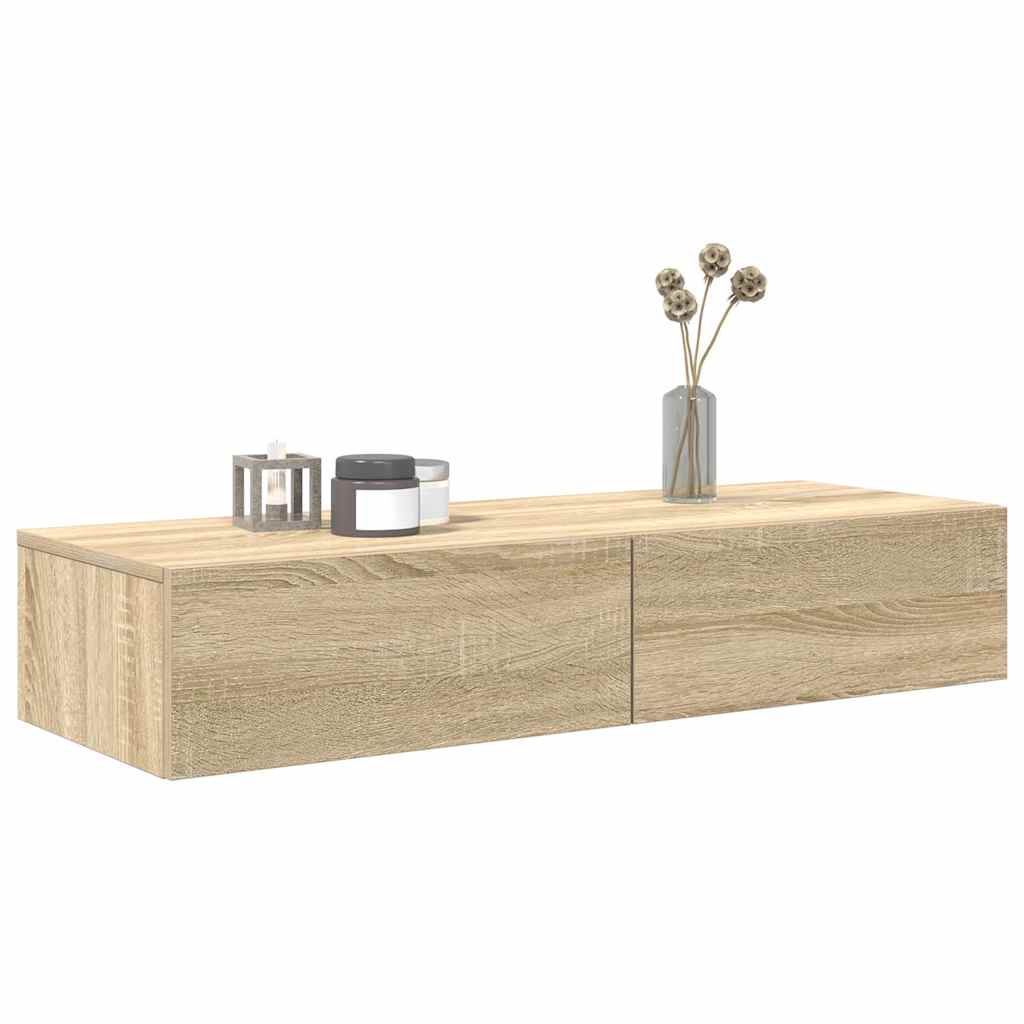 vidaXL Wandschap met lades 100x36x19 cm bewerkt hout sonoma eikenkleur