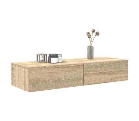 vidaXL Wall Shelf with Drawers Sonoma Oak 100x36x19 cm Engineered Wood