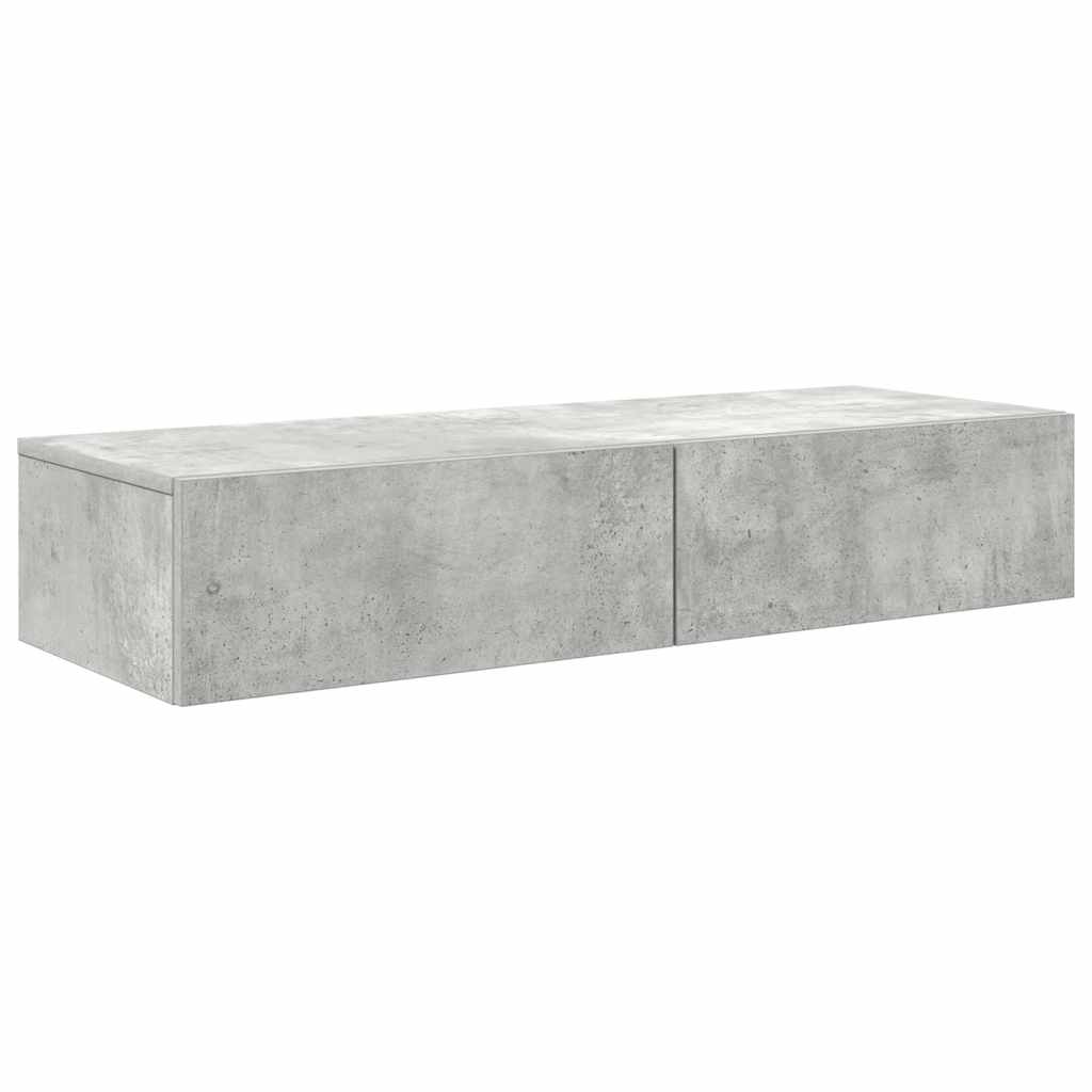 vidaXL Stenska polica s predali betonsko siv 100x36x19 cm inž. les