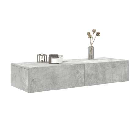 vidaXL Wandregal mit Schubladen Betongrau 100x36x19 cm Holzwerkstoff