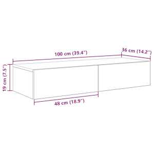 Nástěnná police se zásuvkami betonově šedá 100x36x19cm kompozit - obrázek 11