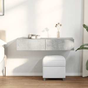 Stenska polica s predali betonsko siv 100x36x19 cm inž. les
