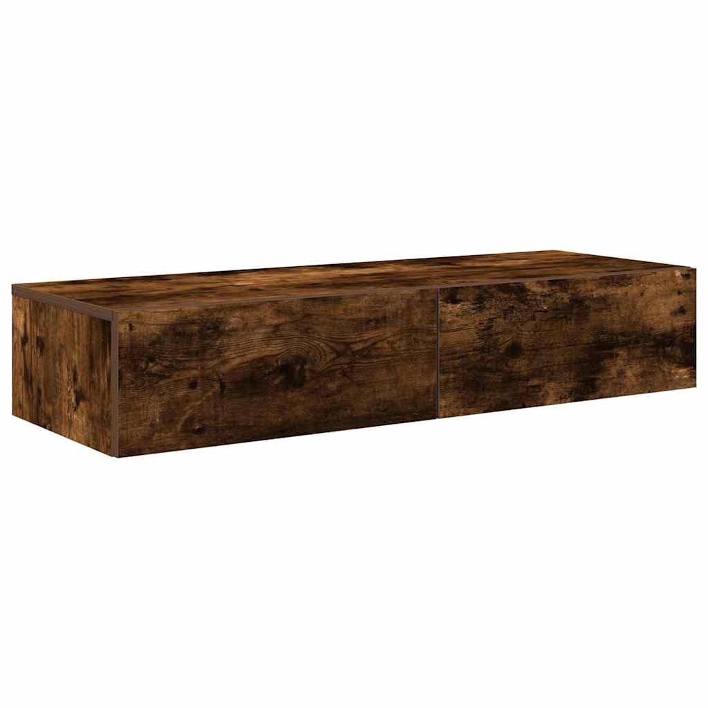 vidaXL Nástěnná police se zásuvkami kouřový dub 100x36x19 cm kompozit