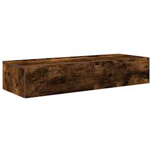 Nástěnná police se zásuvkami kouřový dub 100x36x19 cm kompozit - obrázek 2