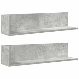 vidaXL seinariiulid 2 tk, betoonhall, 75 x 16,5 x 16,5 cm, tehispuit