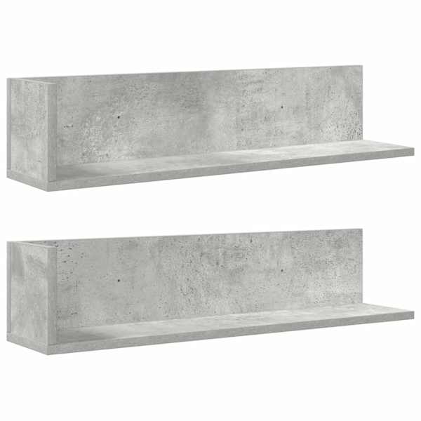 vidaXL seinariiulid 2 tk, betoonhall, 75 x 16,5 x 16,5 cm, tehispuit