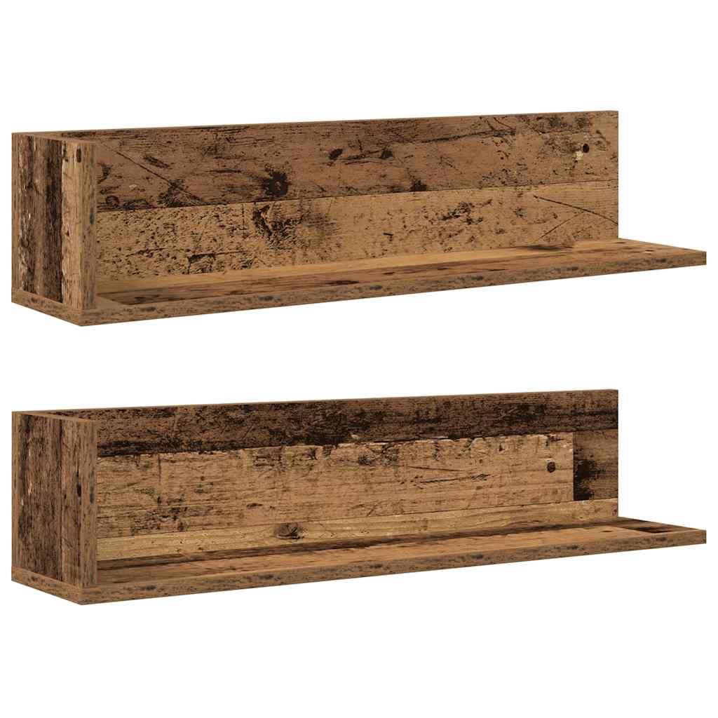 vidaXL Nástěnné police 2 ks old wood 75x16,5x16,5 cm kompozitní dřevo