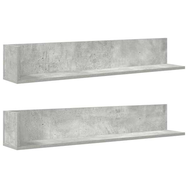 vidaXL seinariiulid 2 tk, betoonhall, 100 x 16,5 x 16,5 cm, tehispuit