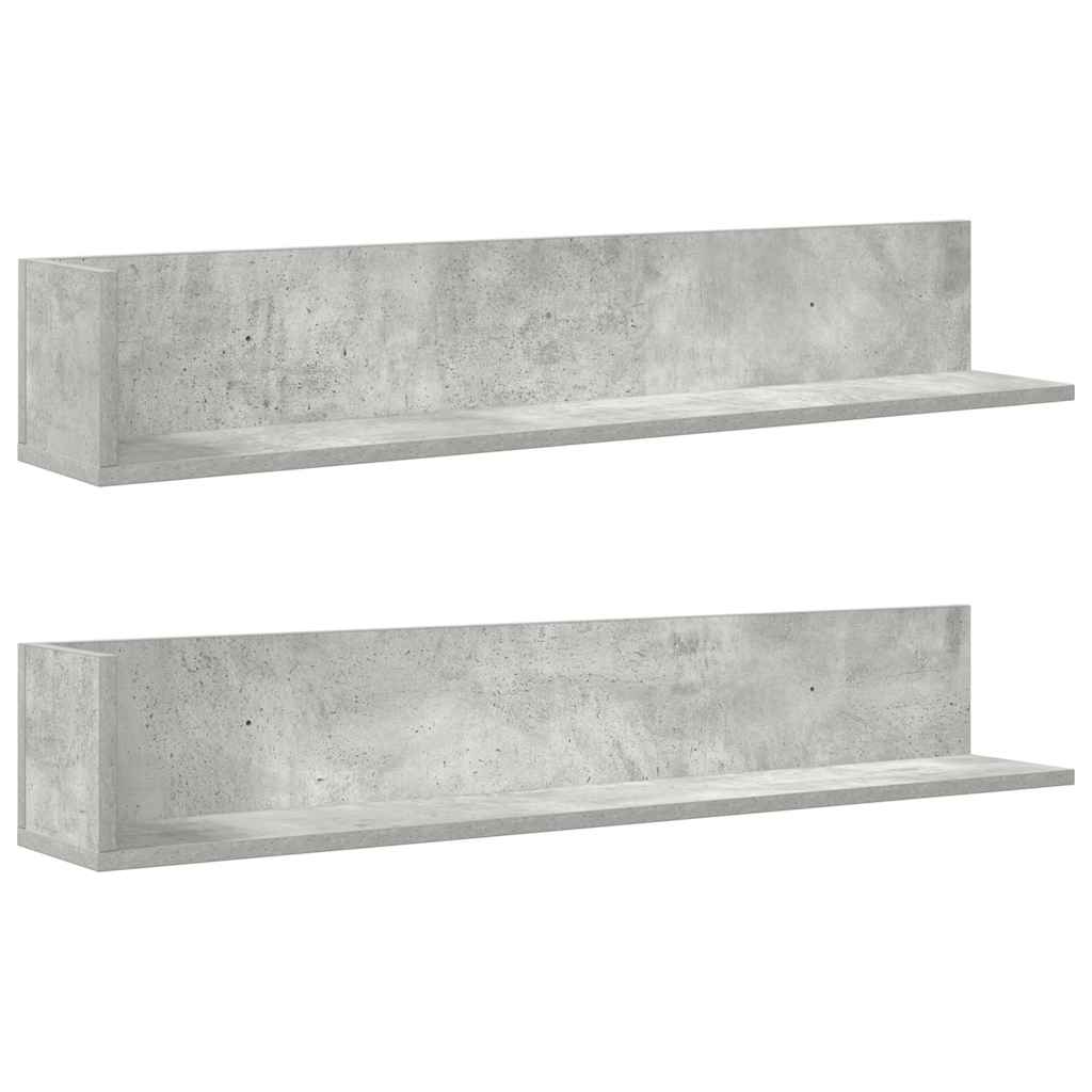 vidaXL Wandschappen 2 st 100x16,5x16,5 cm spaanplaat betongrijs grijs, foto 3