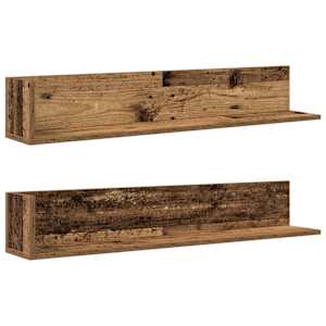 Nástěnné police 2 ks old wood 100x16,5x16,5 cm kompozitní dřevo - obrázek 2