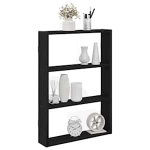 Stenska polica črn 43x9x60 cm inž. les