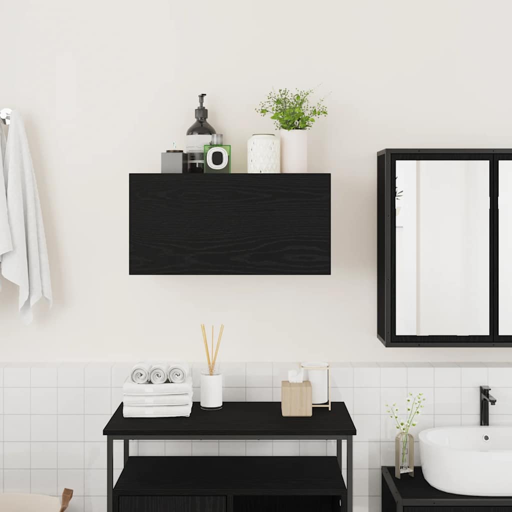 Thumbnail - vidaXL Bad-Wandschrank Schwarz 60x25x30 cm Holzwerkstoff