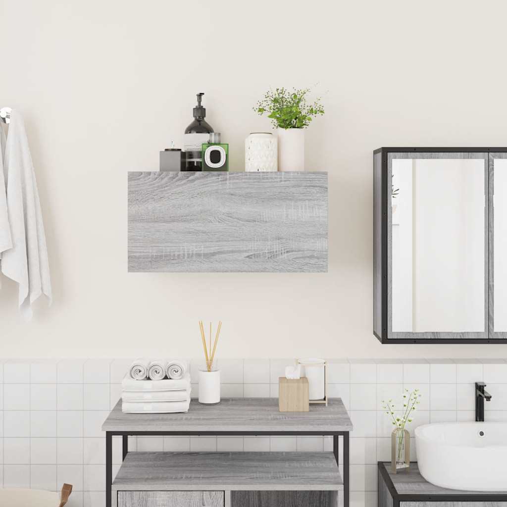 vidaXL Dulap perete baie, gri sonoma, 60x25x30 cm, lemn prelucrat