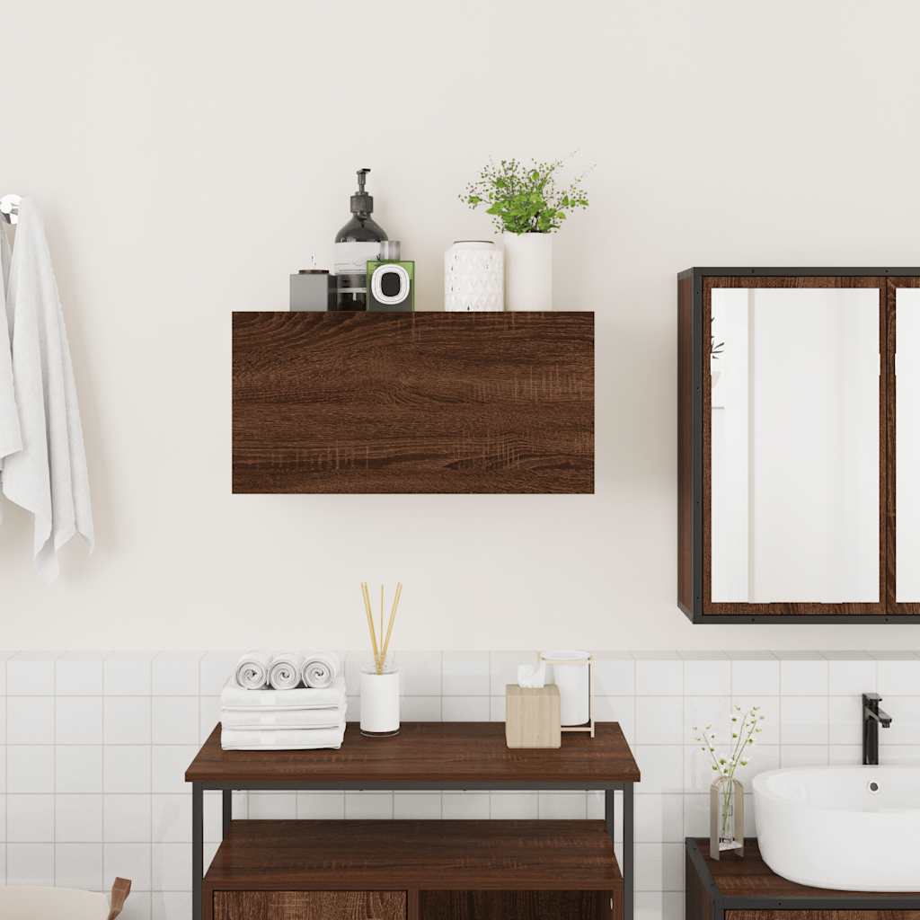 vidaXL Badkamerwandkast 60x25x30 cm bewerkt hout bruin eikenkleur afbeelding