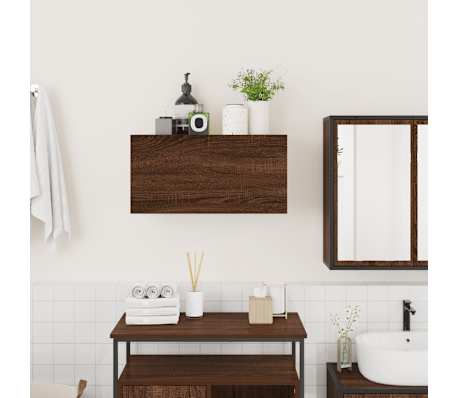 vidaXL V&auml;ggsk&aring;p f&ouml;r badrum brun ek 60x25x30 cm konstruerat tr&auml;