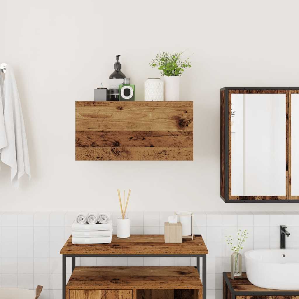 vidaXL Badkamerwandkast 60x25x30 cm bewerkt hout oud houtkleurig afbeelding