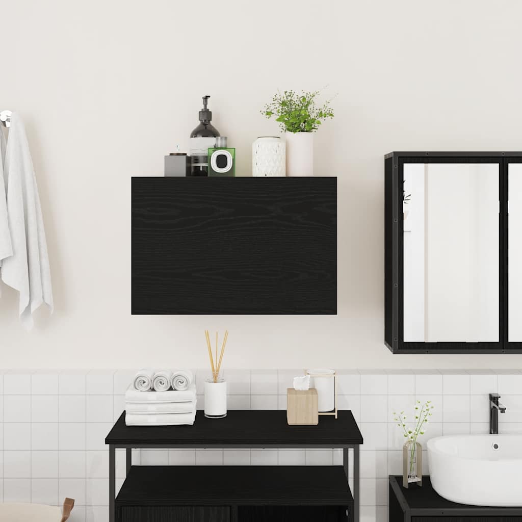 vidaXL Kylpyhuoneen seinäkaappi musta 60x25x40 cm tekninen puu