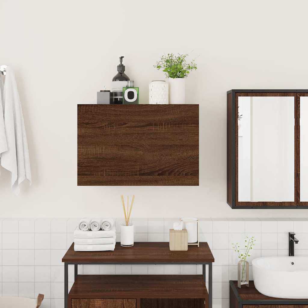 vidaXL Badkamerwandkast 60x25x40 cm bewerkt hout bruin eikenkleur afbeelding