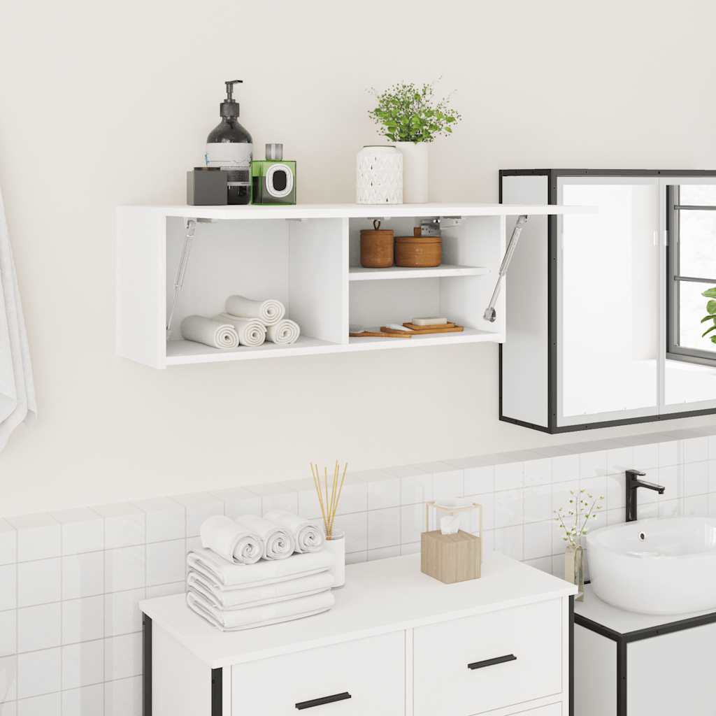 vidaXL væghængt badeværelsesskab 80x25x30 cm konstrueret træ hvid