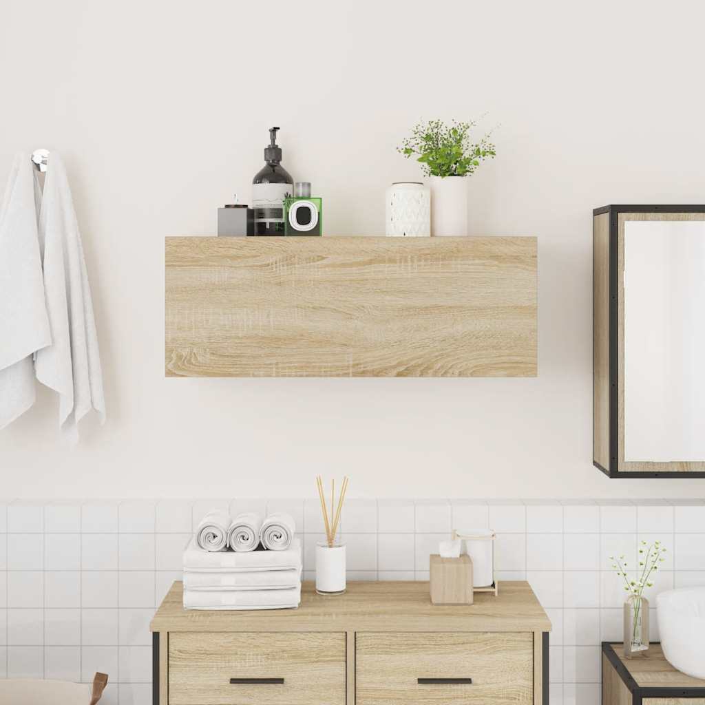 vidaXL sonoma tölgyszínű szerelt fa fali fürdőszobaszekrény 80x25x30cm