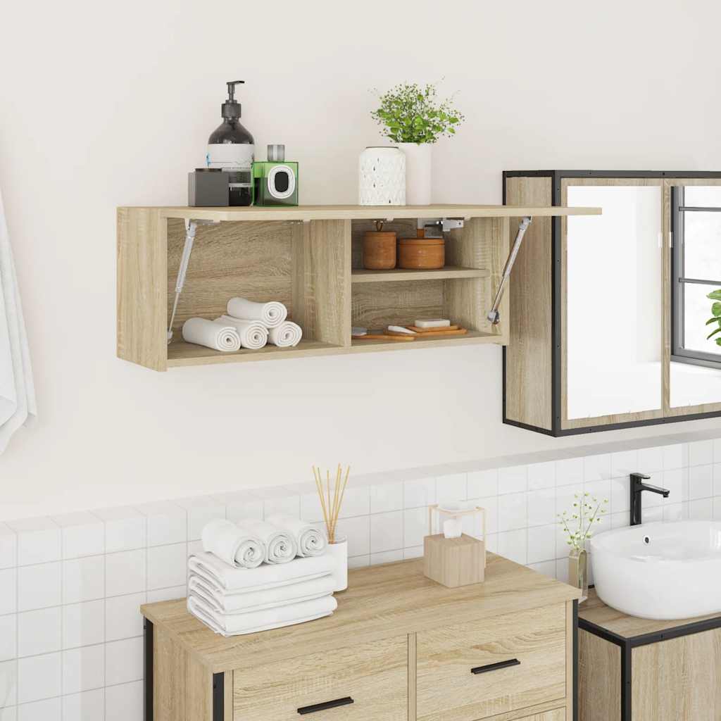 vidaXL Dulap perete baie, stejar sonoma, 80x25x30 cm, lemn prelucrat