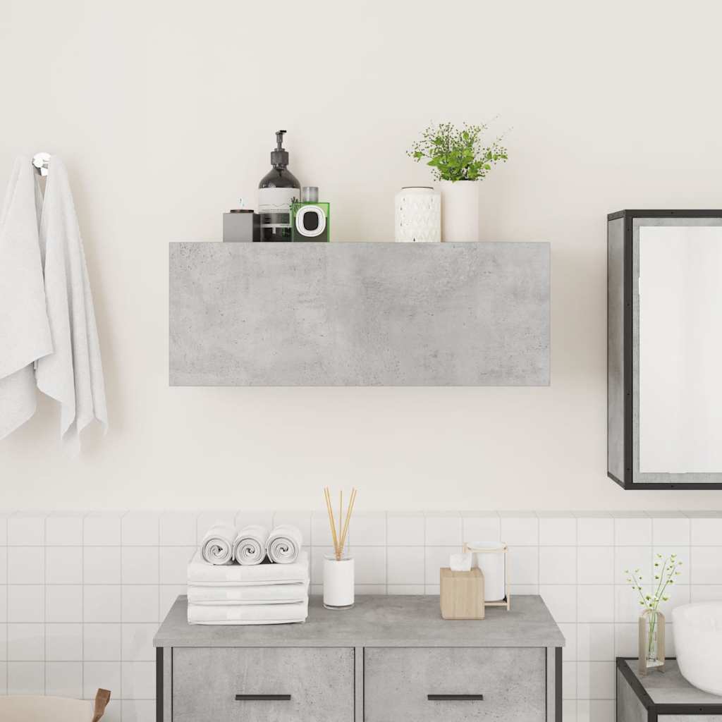 vidaXL Badkamerwandkast 80x25x30 cm bewerkt hout betongrijs afbeelding