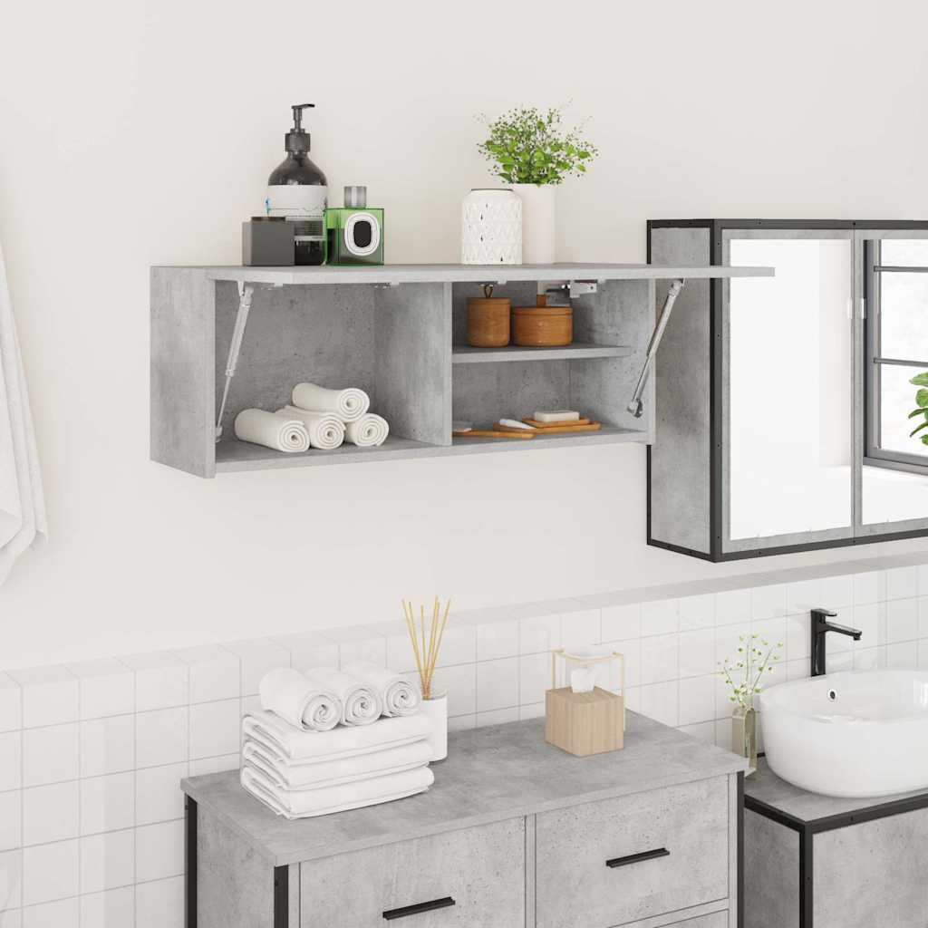 vidaXL Väggskåp för badrum betonggrå 80x25x30 cm konstruerat trä
