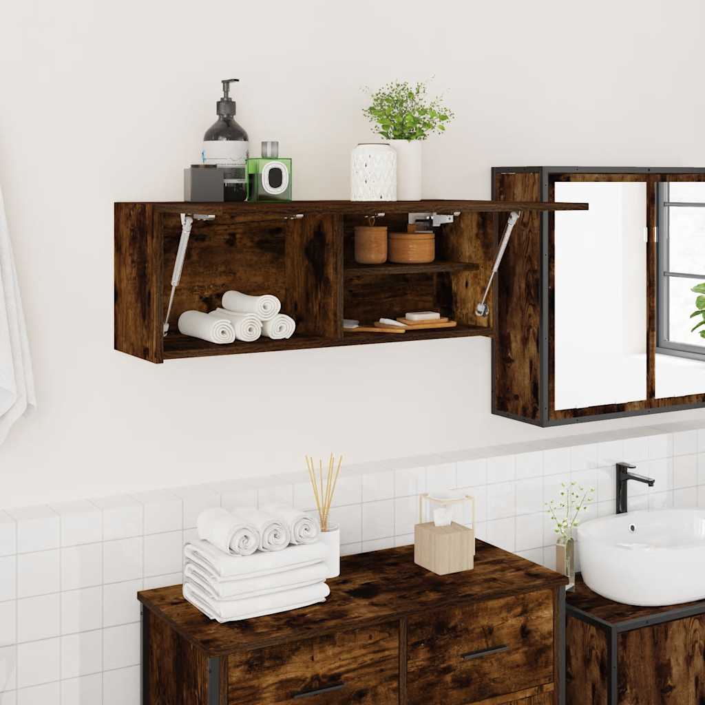 vidaXL Väggskåp för badrum rökfärgad ek 80x25x30 cm konstruerat trä