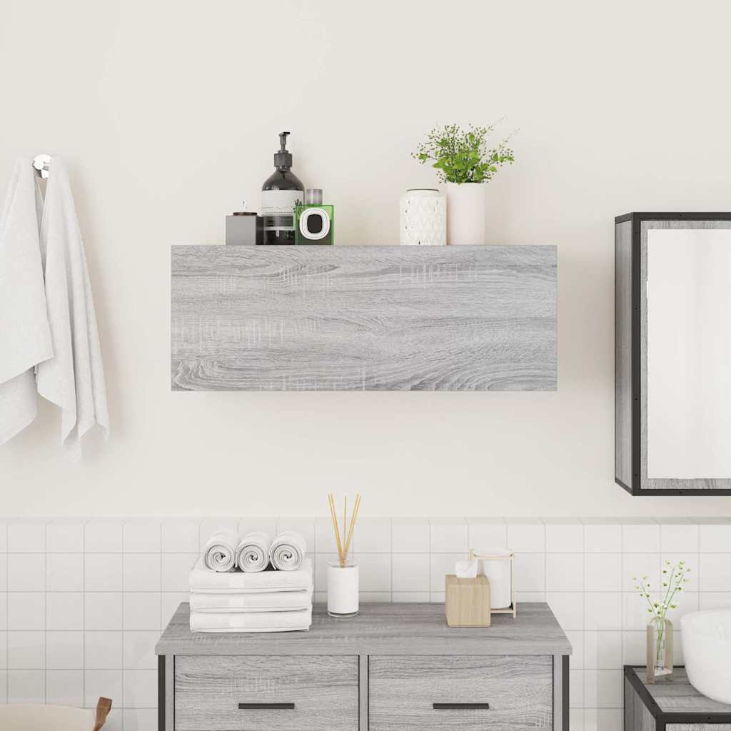 vidaXL Badkamerwandkast 80x25x30 cm bewerkt hout grijs sonoma eiken afbeelding