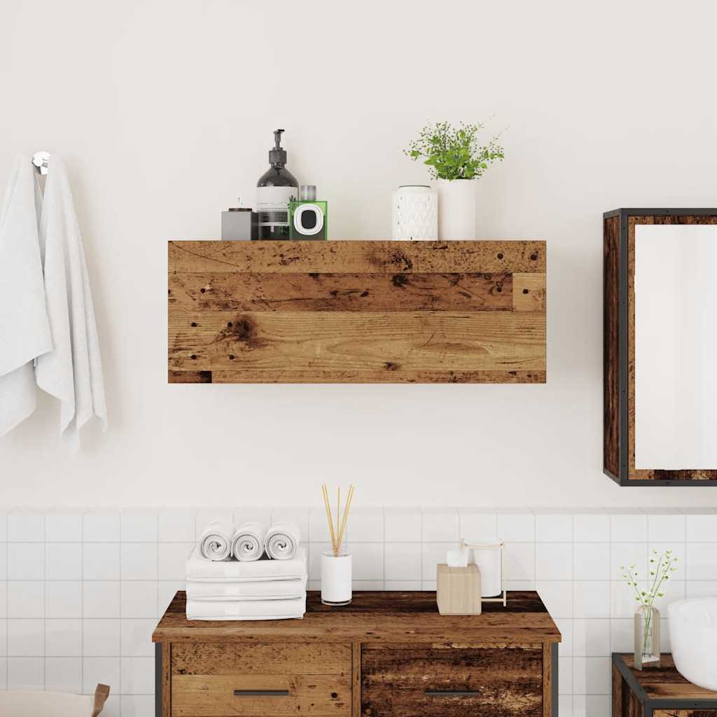 vidaXL Badkamerwandkast 80x25x30 cm bewerkt hout oud houtkleurig afbeelding